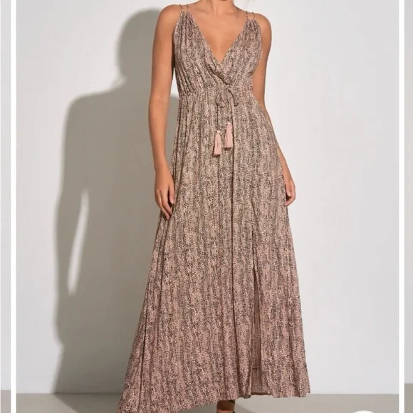 Elan Womens Surplice Long Maxi Dress Pink M